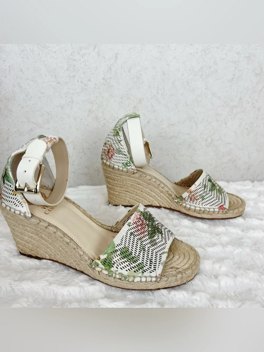 Vince Camuto Leerata Floral Espadrille Wedges 8.5 Garden Botanical Cottagecore